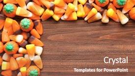  Presentation with halloween - Beautiful slides featuring colorful halloween candies on wooden backdrop and a  colored foreground