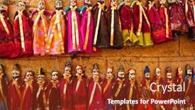  Presentation with rajasthan - Theme with colorful-handmade-traditional-rajasthani-puppets background and a tawny brown colored foreground