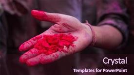  Presentation with colorful celebration - Presentation theme consisting of colorful hands - hand with powdered red dye background and a wine colored foreground