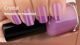  Presentation with equipment in nail care - PPT theme enhanced with colorful hands - nail polish in hand close-up background and a coral colored foreground