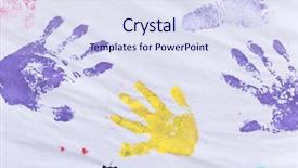  Presentation with colorful hands - Amazing slide deck having colorful hands and foots print backdrop and a sky blue colored foreground