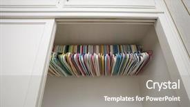  Presentation with closet - Presentation theme with colorful hangers in empty white closet background and a gray colored foreground