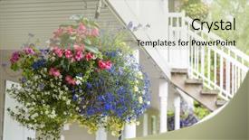  Presentation with colorful flower - Amazing slides having colorful hanging flower basket decorating backdrop and a  colored foreground