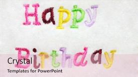  Presentation with embroidery - Amazing PPT theme having colorful happy birthday greeting embroidery on white backdrop and a lemonade colored foreground