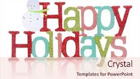  Presentation with snowman - Theme with colorful happy holidays sign background and a lemonade colored foreground