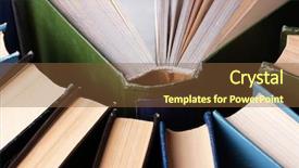  Presentation with tan book stack stacks of books - Presentation design featuring colorful hardback and paperback books background and a tawny brown colored foreground