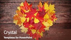  Presentation with autumn leaves - Theme featuring colorful heart made of autumn background and a tawny brown colored foreground