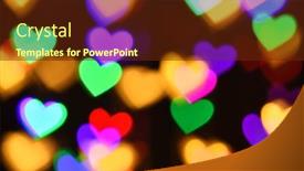  Presentation with illumination - Amazing PPT layouts having colorful-hearts-illumination-for-holiday backdrop and a tawny brown colored foreground