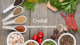  Presentation with herbs - Slide set with colorful herbs and spices selection background and a coral colored foreground