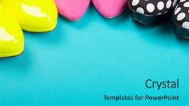  Presentation with fashion shoes - Presentation featuring colorful high heels shoes close background and a cyan colored foreground