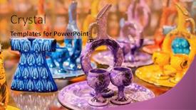  Presentation with pottery - Theme having colorful-hittite-wine-jug background and a gold colored foreground