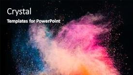  Presentation with colorful celebration - Colorful PPT layouts enhanced with colorful-holi-powder-blowing-up backdrop and a black colored foreground