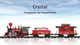  Presentation with train - Slides consisting of colorful holiday christmas train background and a light blue colored foreground