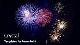  Presentation with displaying - PPT theme featuring colorful holidays fireworks displaying on black sky background and a black colored foreground