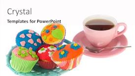  Presentation with cupcakes - Slide deck featuring colorful-home-made-cupcakes background and a white colored foreground