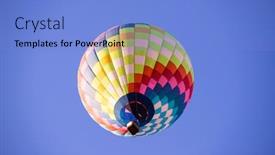  Presentation with balloon - Beautiful PPT theme featuring colorful-hot-air-balloon-flying backdrop and a light blue colored foreground