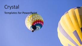  Presentation with blue sky - Cool new PPT theme with colorful hot air balloon flying backdrop and a light blue colored foreground
