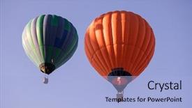  Presentation with blue sky - Beautiful slides featuring colorful hot air balloon flying backdrop and a  colored foreground