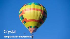  Presentation with sky blue - Amazing slide deck having colorful hot air balloon flying backdrop and a teal colored foreground