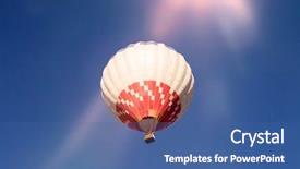  Presentation with animated hot air ballon - PPT theme consisting of colorful hot air balloon flying background and a ocean colored foreground