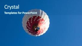  Presentation with sky blue - Colorful PPT theme enhanced with colorful hot air balloon flying backdrop and a ocean colored foreground