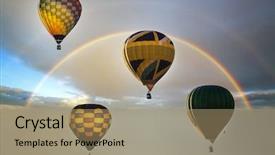  Presentation with blue sky - Slide deck consisting of colorful hot air balloon flying background and a coral colored foreground