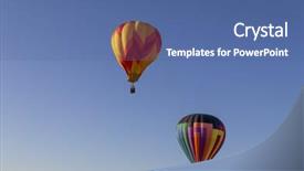  Presentation with blue balloons - Amazing presentation design having air balloons against a blue backdrop and a ocean colored foreground