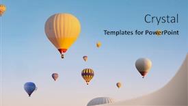  Presentation with hot air balloons - Colorful presentation theme enhanced with colorful-hot-air-balloons-flying backdrop and a light blue colored foreground