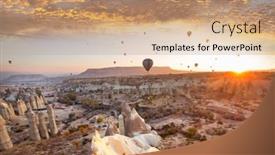  Presentation with hot air balloons - Amazing presentation theme having colorful-hot-air-balloons backdrop and a coral colored foreground