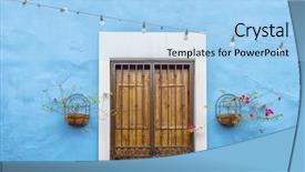  Presentation with puerto rico - PPT theme consisting of colorful house in puerto rico background and a light blue colored foreground