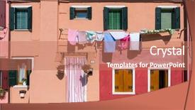  Presentation with venice - Slide deck featuring colorful houses in burano venice background and a coral colored foreground