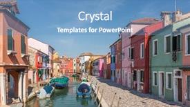  Presentation with venice - PPT layouts having colorful houses in burano venice background and a teal colored foreground