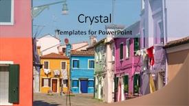  Presentation with venice - PPT theme featuring colorful houses in burano venice background and a light blue colored foreground