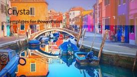  Presentation with venice - PPT layouts consisting of colorful houses in burano venice background and a gold colored foreground