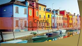  Presentation with gingerbread house decorated colorful candies - Theme having colorful houses in burano venice background and a red colored foreground