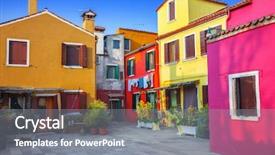  Presentation with venice - Slides consisting of colorful houses in burano venice background and a gray colored foreground