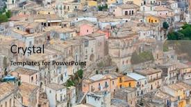  Presentation with medieval - Audience pleasing theme consisting of medieval village ragusa in sicily backdrop and a light gray colored foreground
