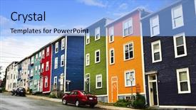  Presentation with newfoundland - PPT theme enhanced with colorful houses in st john background and a light blue colored foreground