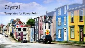  Presentation with newfoundland - Audience pleasing slides consisting of colorful houses in st john backdrop and a light blue colored foreground