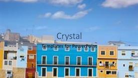  Presentation with colorful - PPT theme enhanced with colorful-houses-in-villajoyosa-la background and a light blue colored foreground