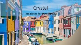  Presentation with venice - Audience pleasing PPT layouts consisting of colorful houses of burano venice backdrop and a light blue colored foreground