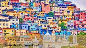  Presentation with santa - Colorful presentation theme enhanced with colorful-houses-of-las-penas backdrop and a gold colored foreground