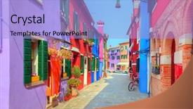 Presentation with island - Cool new presentation theme with colorful houses on burano island backdrop and a light blue colored foreground