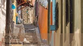  Presentation with mexico city - Slides enhanced with colorful-houses-on-the-slot background and a coral colored foreground