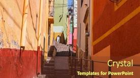  Presentation with mexico city - PPT layouts enhanced with colorful-houses-on-the-slot background and a tawny brown colored foreground
