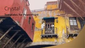  Presentation with mexico city - Presentation theme with colorful-houses-on-the-slot background and a coral colored foreground