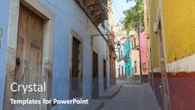  Presentation with mexico city - Slide deck consisting of colorful-houses-on-the-slot background and a ocean colored foreground