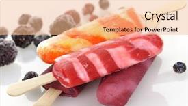  Presentation with ice frozen - PPT theme consisting of colorful ice cream pops background and a coral colored foreground