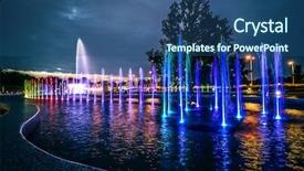  Presentation with colorful music - PPT theme consisting of colorful illuminated musical fountain background and a ocean colored foreground
