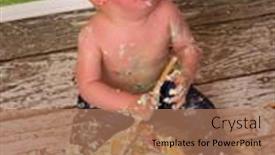  Presentation with first birthday - Presentation theme with colorful-images-shot-during background and a coral colored foreground